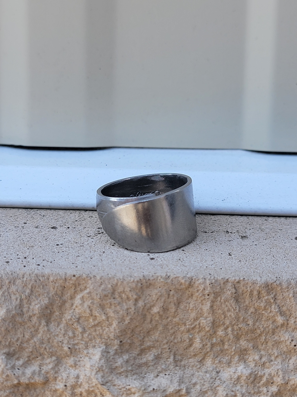 Men's Wide Stainless Steel Band Ring - Silver